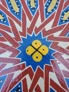 Blue Shade Moroccan Hexagonal Wooden Side Table, 9LM24