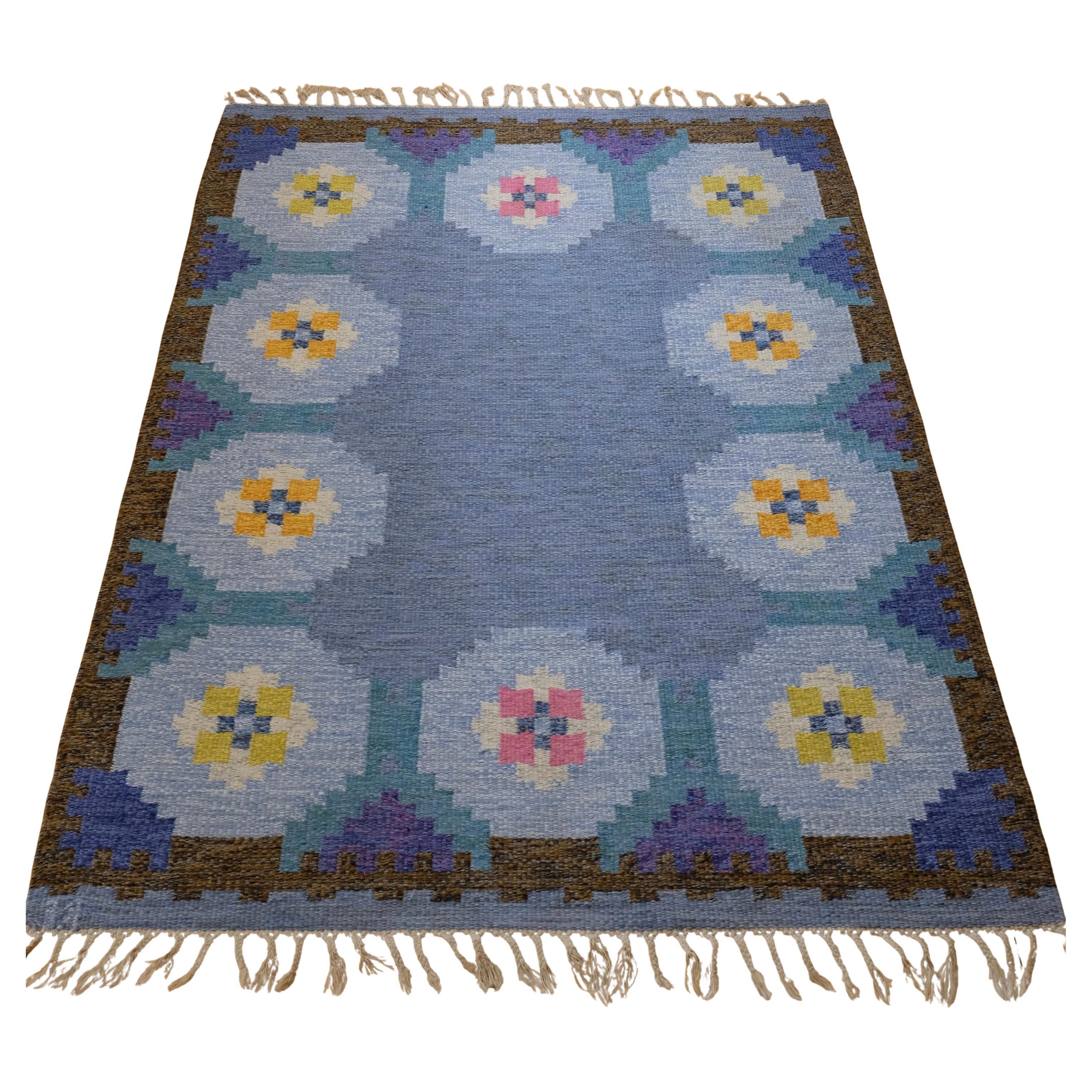 Blue shaded Vintage Swedish rug For Sale