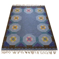 Blue shaded Vintage Swedish rug