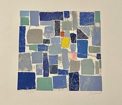 Blue Shades MonotypeAbstract  Artwork, France, Contemporary