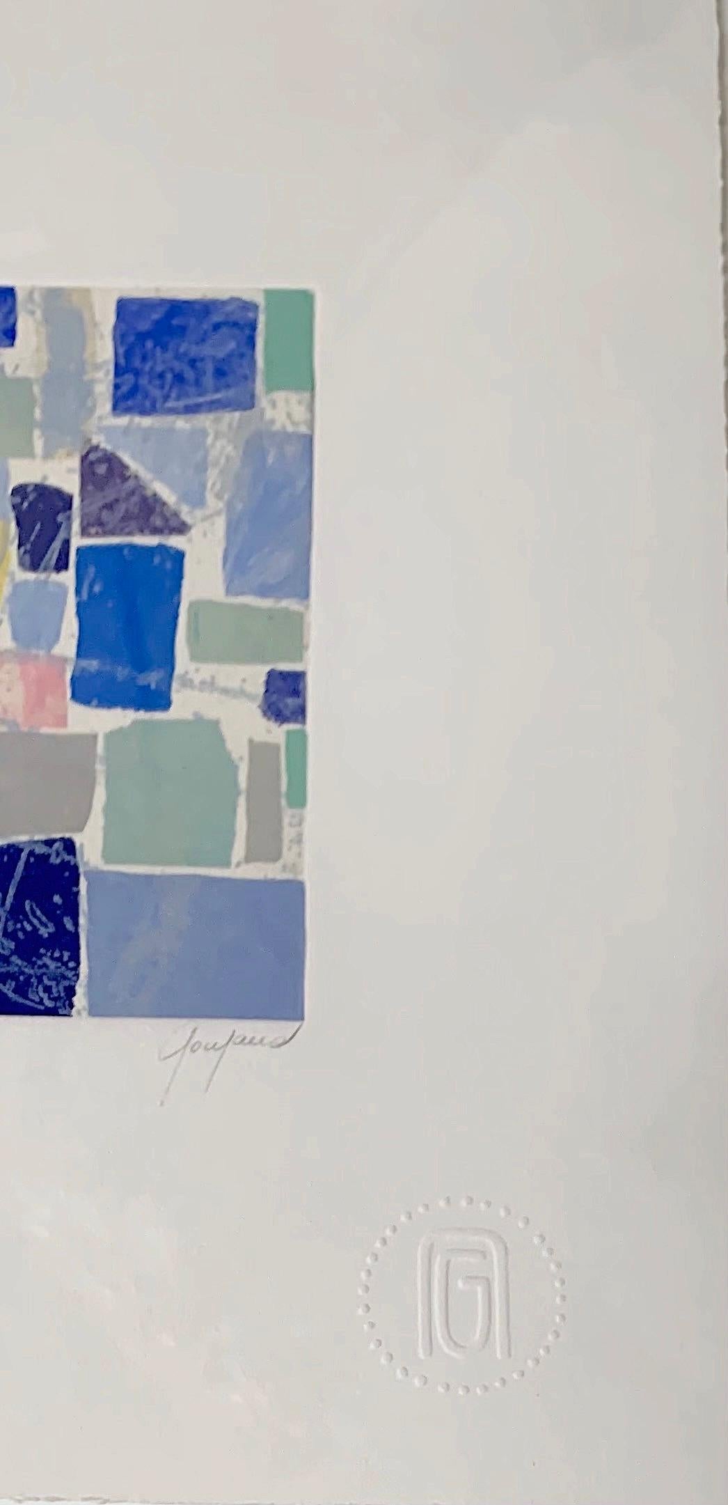 Blaue Schattierungen MonotypeAbstract  Kunstwerk, Frankreich, Contemporary im Zustand „Neu“ im Angebot in New York, NY