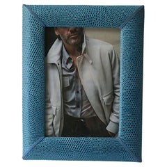 Blue Shagreen-Esque Picture Frame