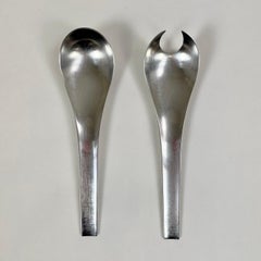 Blue Shark by Georg Jensen Pair of Salad Serving Set, circa 1960, Denmark.