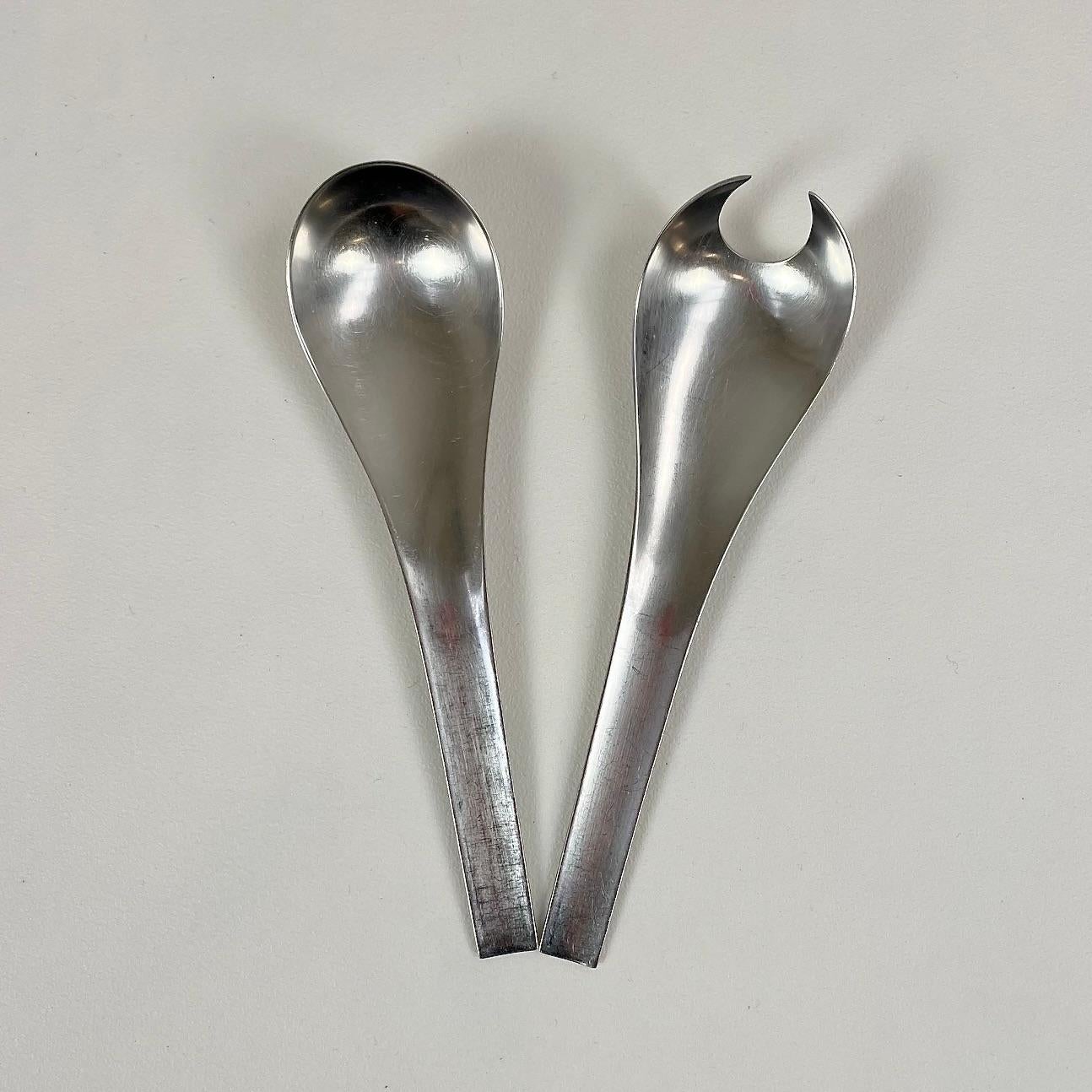 Blauer Hai von Georg Jensen Paar Salatbesteck, um 1960, Dänemark. (Dänisch) im Angebot