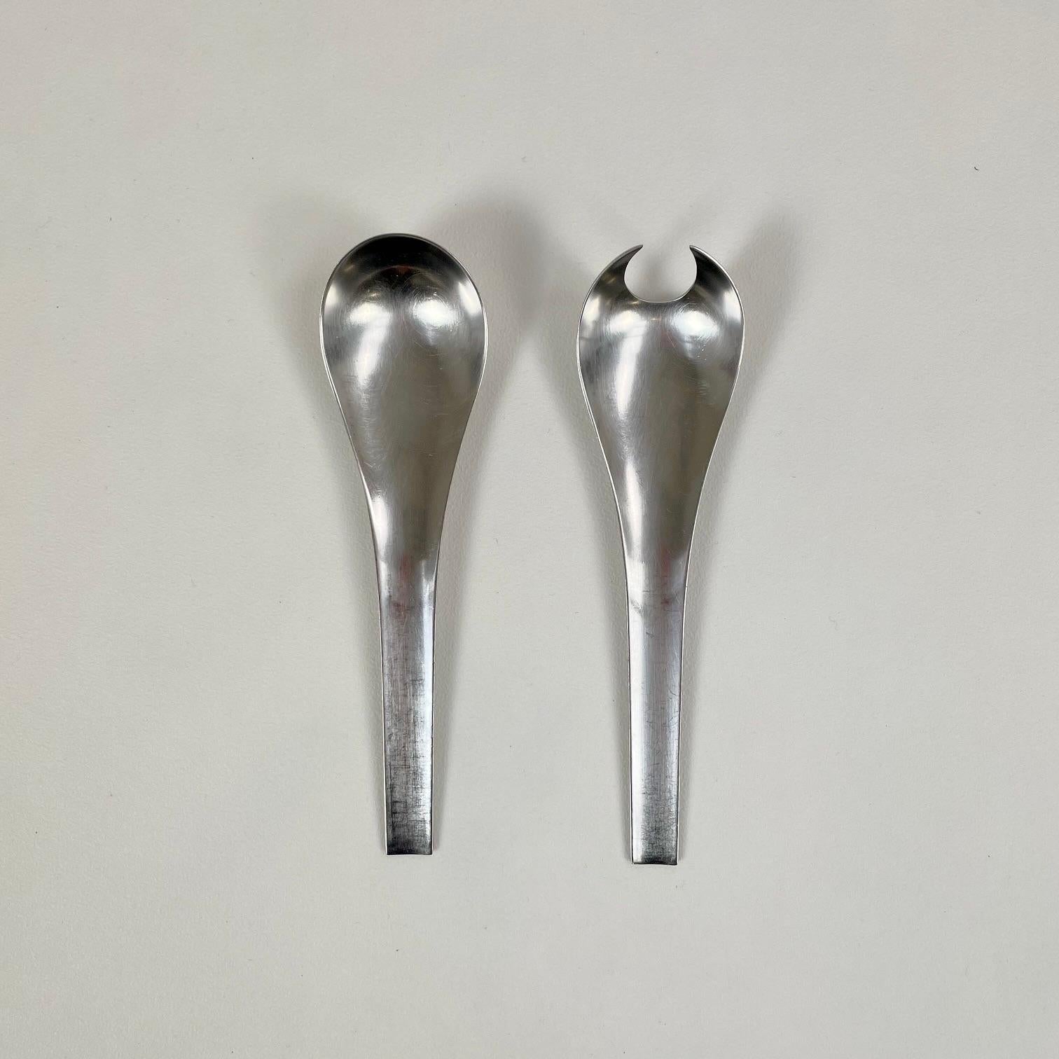 Blauer Hai von Georg Jensen Paar Salatbesteck, um 1960, Dänemark. (Edelstahl) im Angebot