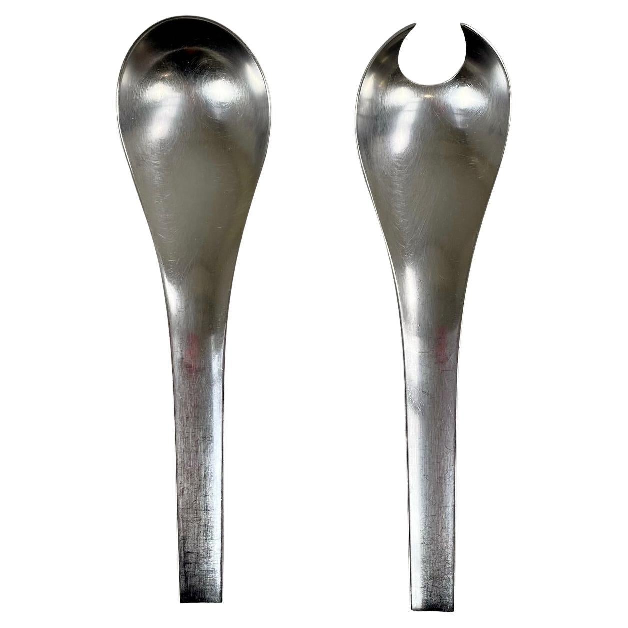 Tiburón azul de Georg Jensen Pareja de servicios de ensalada, hacia 1960, Dinamarca.