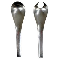Blue Shark by Georg Jensen Pair of Salad Serving Set, circa 1960, Denmark.