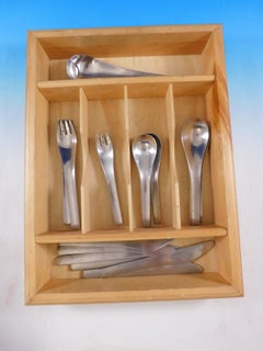 Blue Shark by Georg Jensen Stainless Steel Flatware Set Service 32 Pcs Matte