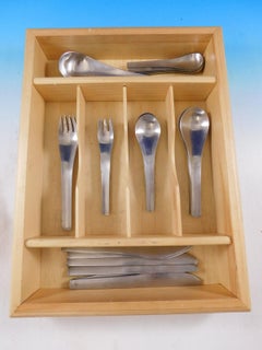 Blue Shark by Georg Jensen Stainless Steel Flatware Set Service 38 Pcs Matte