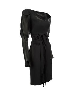 Marchesa Notte Black Boat Neckline Bow Detail Knee Length Dress Size XXS