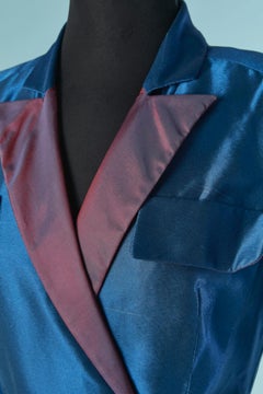 Blue short jumpsuit with purple belt and collar ZUHAIR MURAD