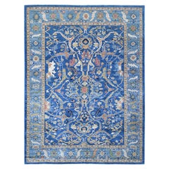 Blue Sickle Leaf Heriz Design Hand Knotted Pure Wool Oriental Rug 10'3" x 13'5"
