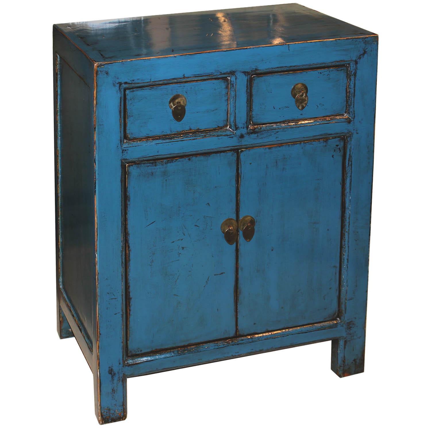 Chinese Blue Side Chest For Sale