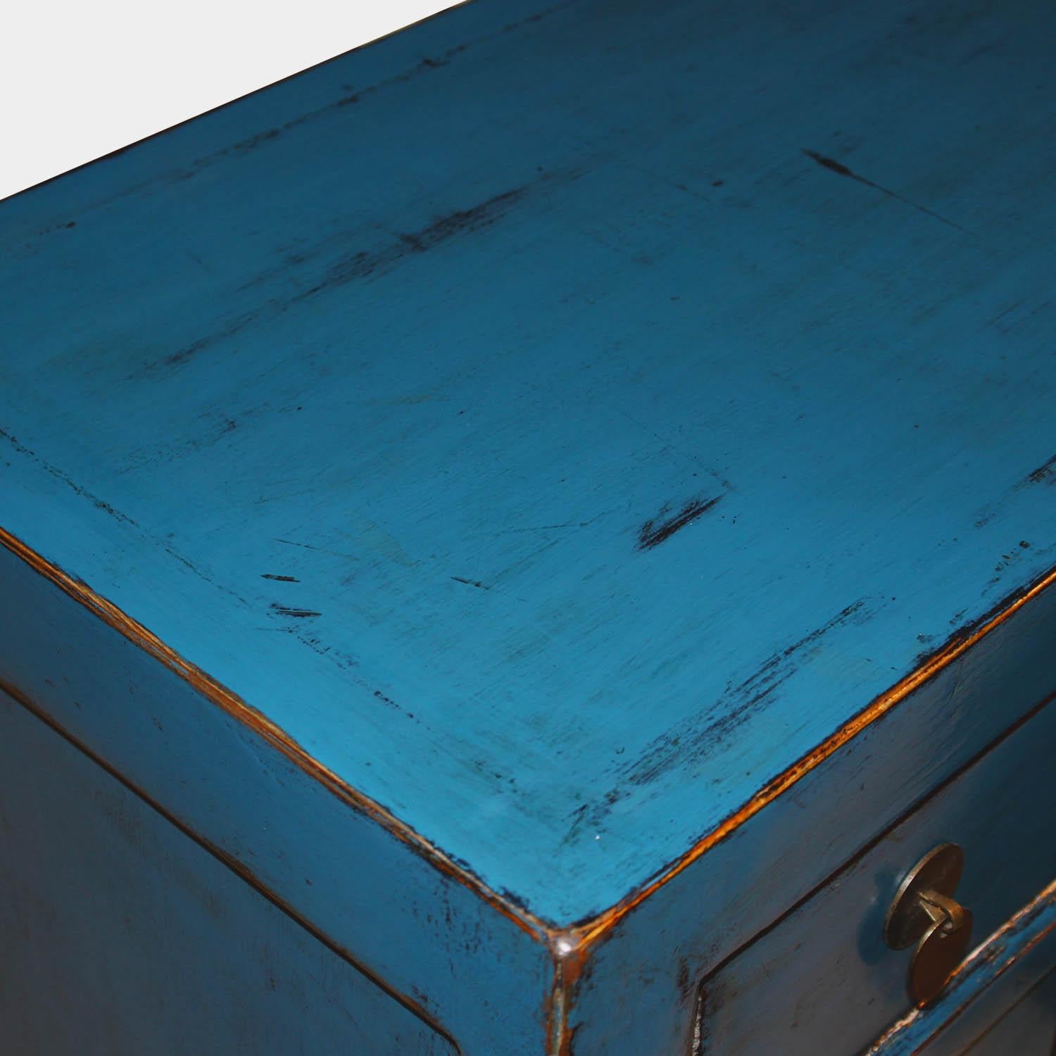 Wood Blue Side Chest For Sale