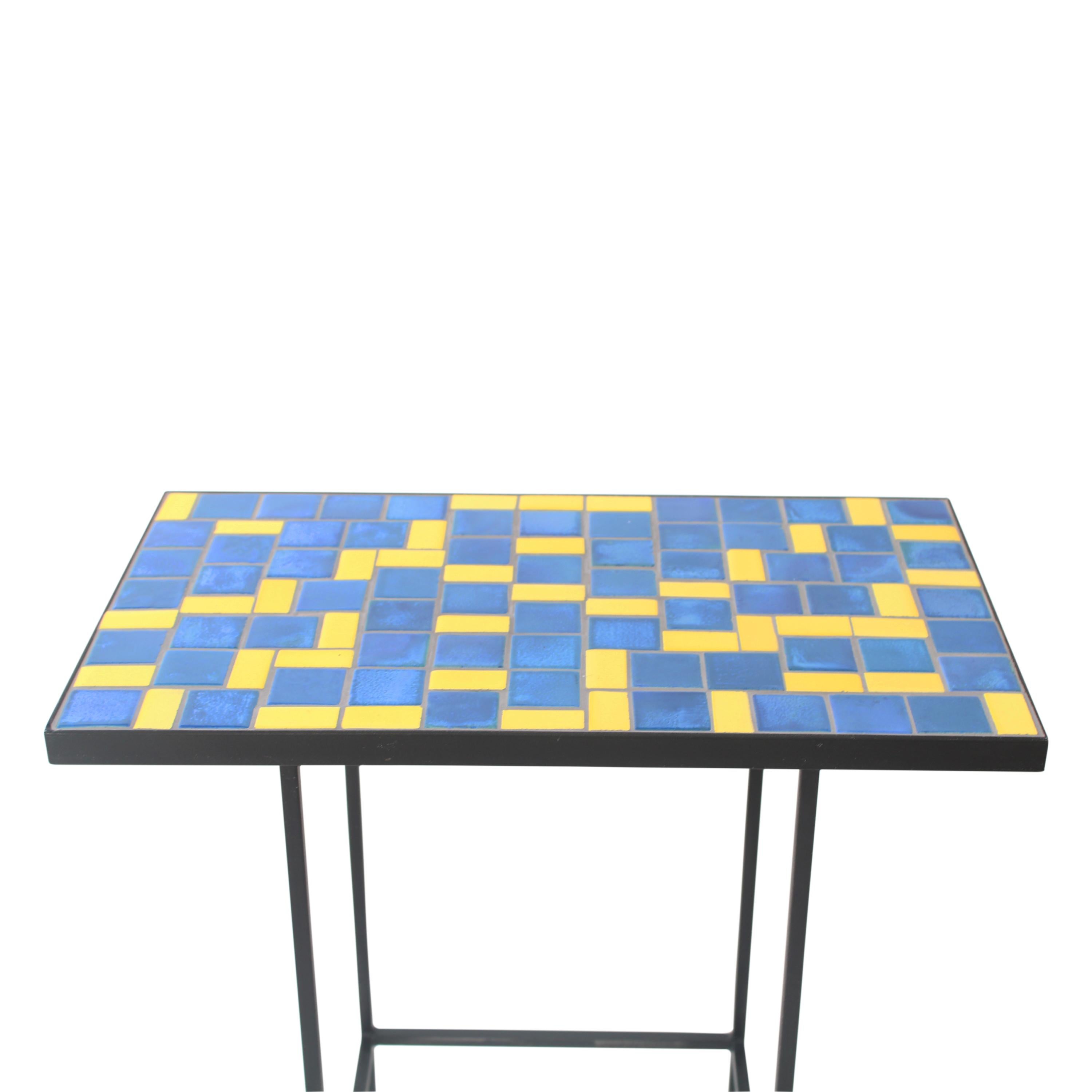 Fait main Table d'appoint bleue 