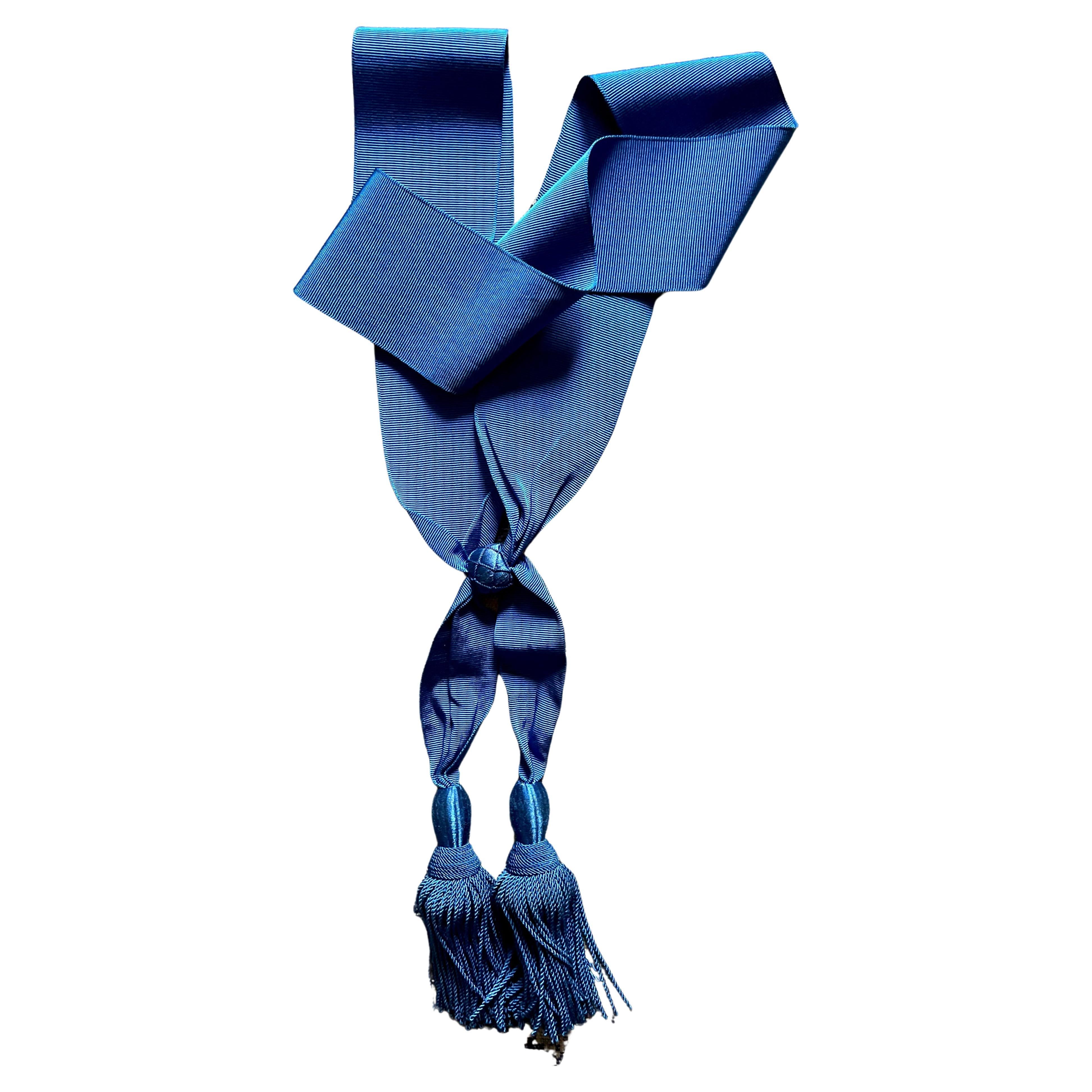 Blue Silk Grosgrain Military Sash For Sale