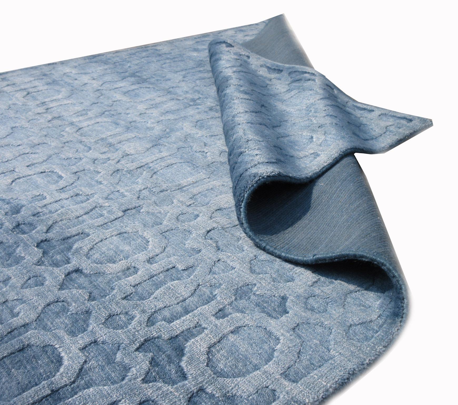 Contemporary Blue Silk Modern Handmade High-Low For Sale
