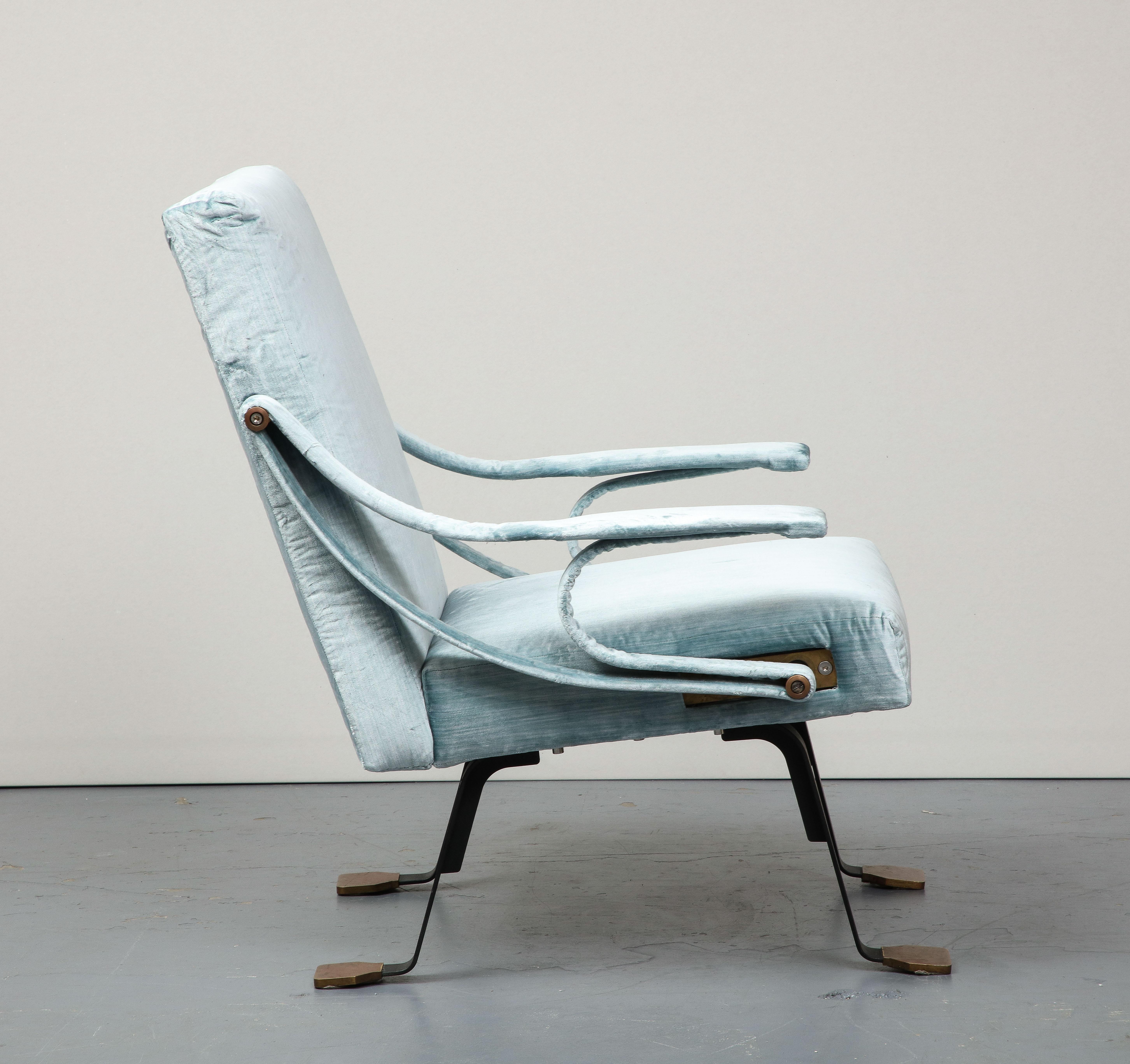 Blue Silk Velvet Lounge Chair 