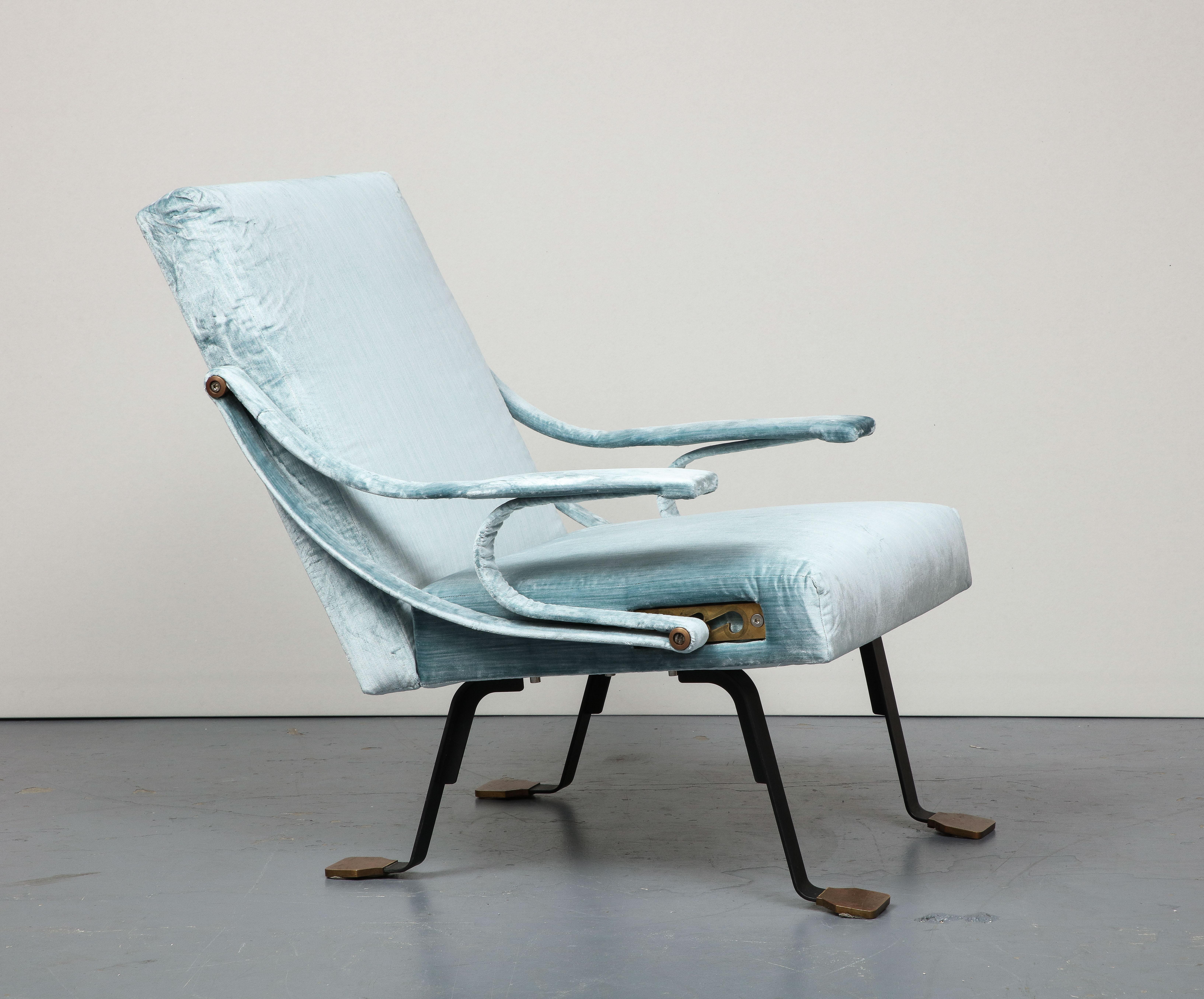 Blue Silk Velvet Lounge Chair 
