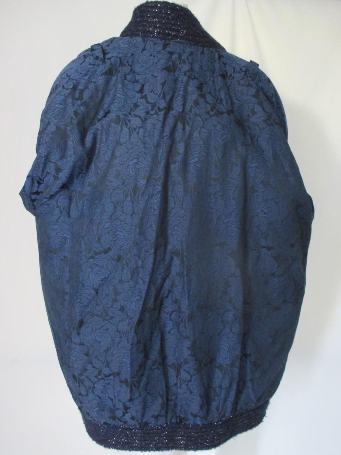 Blue Silver print Wool Mink Fur vest  1