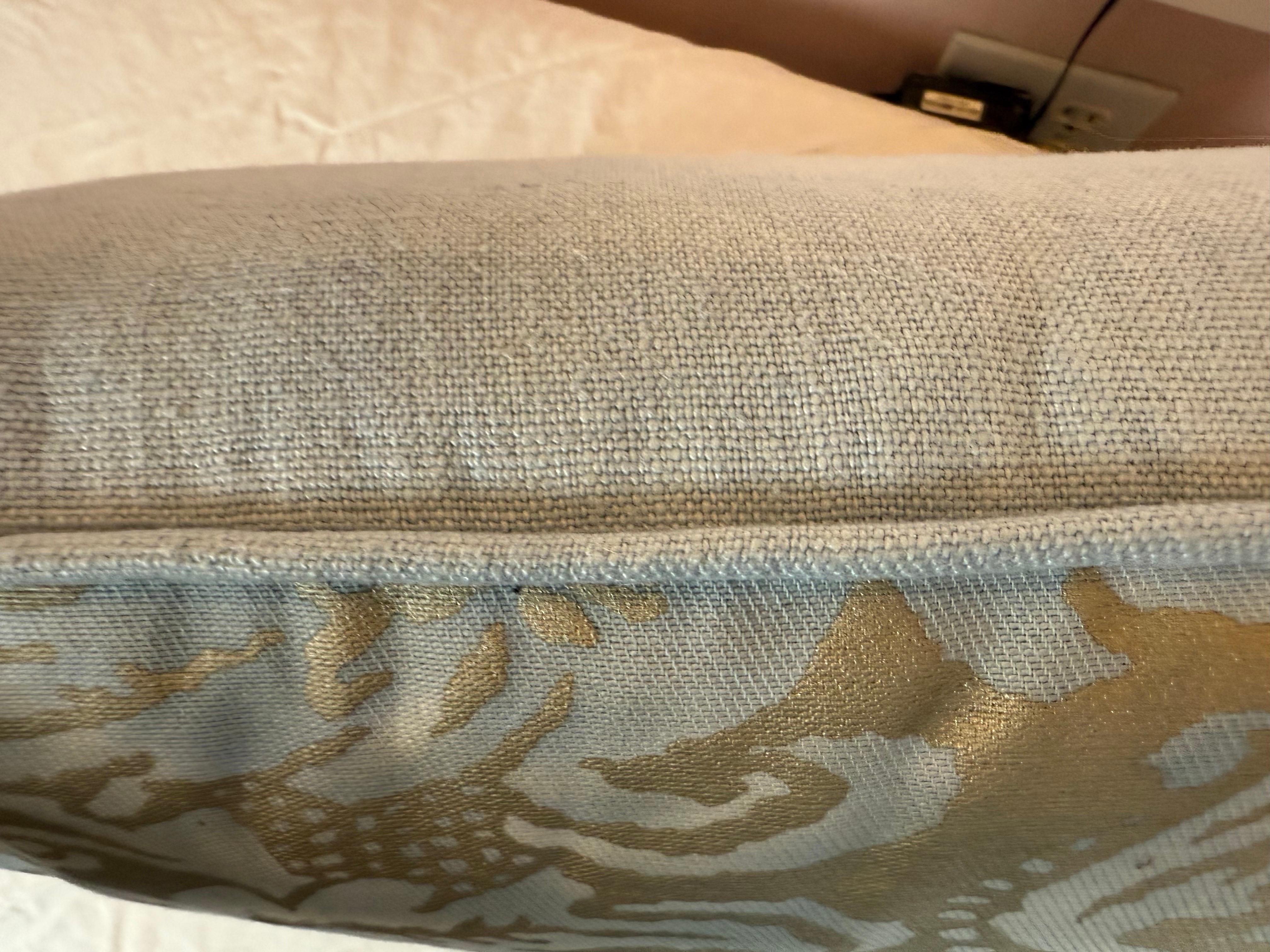 Blue & Silvery Fortuny Textile Pillow For Sale 1