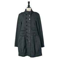 Cappotto blu monopetto in cotone stile Officier MARITHÉ & FRANÇOIS GIRBAUD