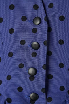 Blue skirt-suit with black Polka-Dots BALENCIAGA