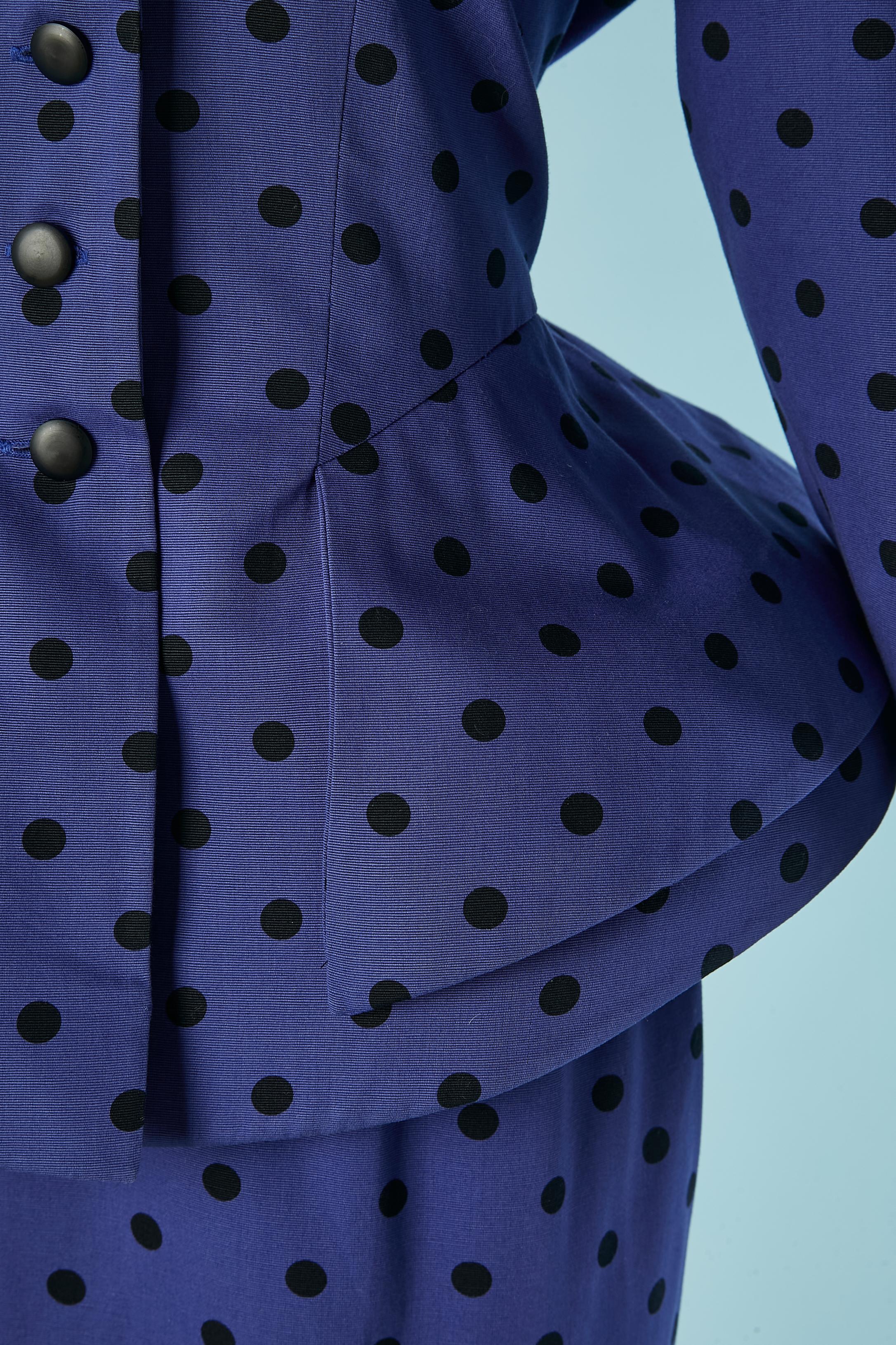 Falda-traje azul con lunares negros BALENCIAGA en Excelente estado para la venta en Saint-Ouen-Sur-Seine, FR