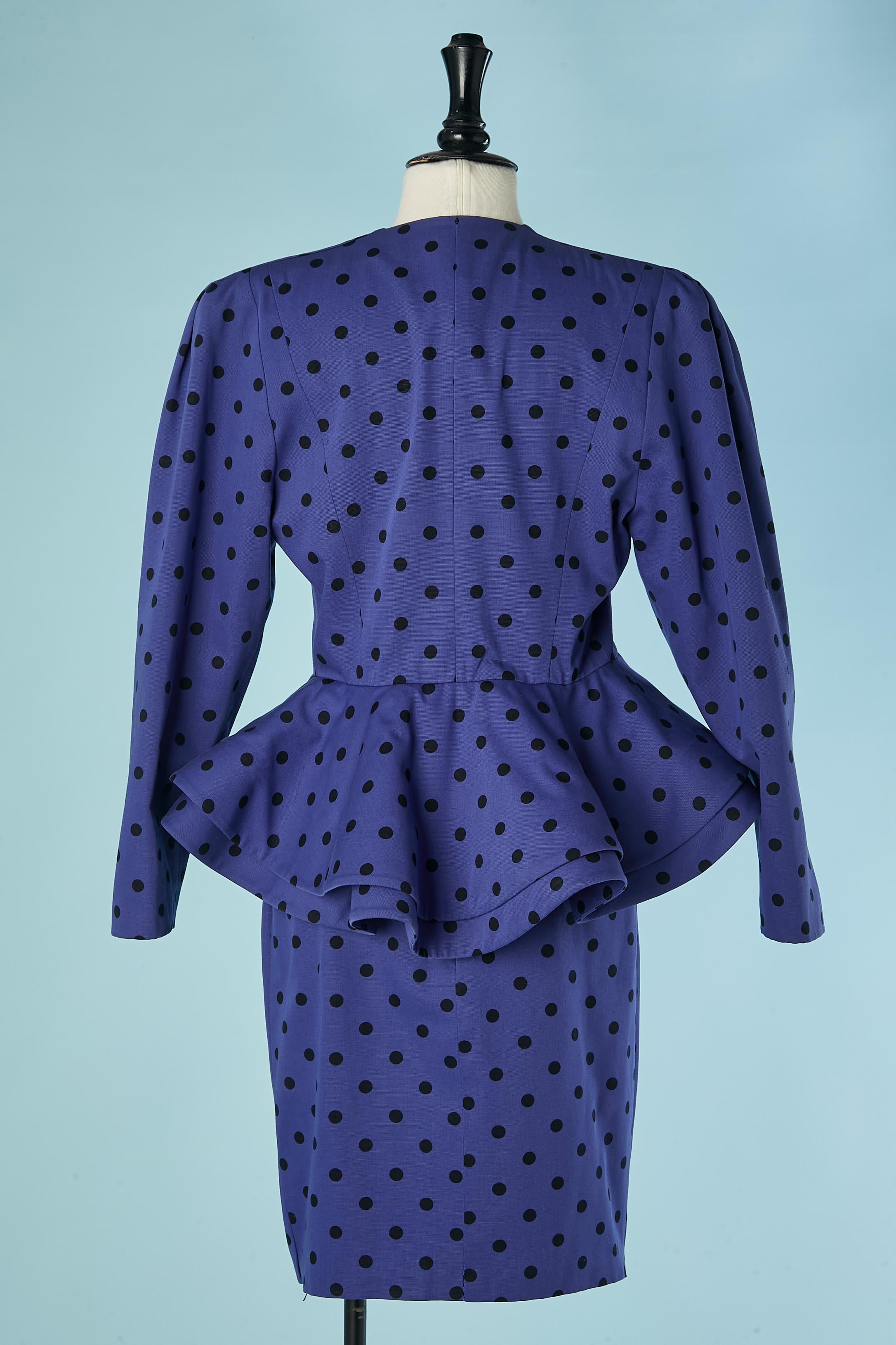 Falda-traje azul con lunares negros BALENCIAGA en venta 1