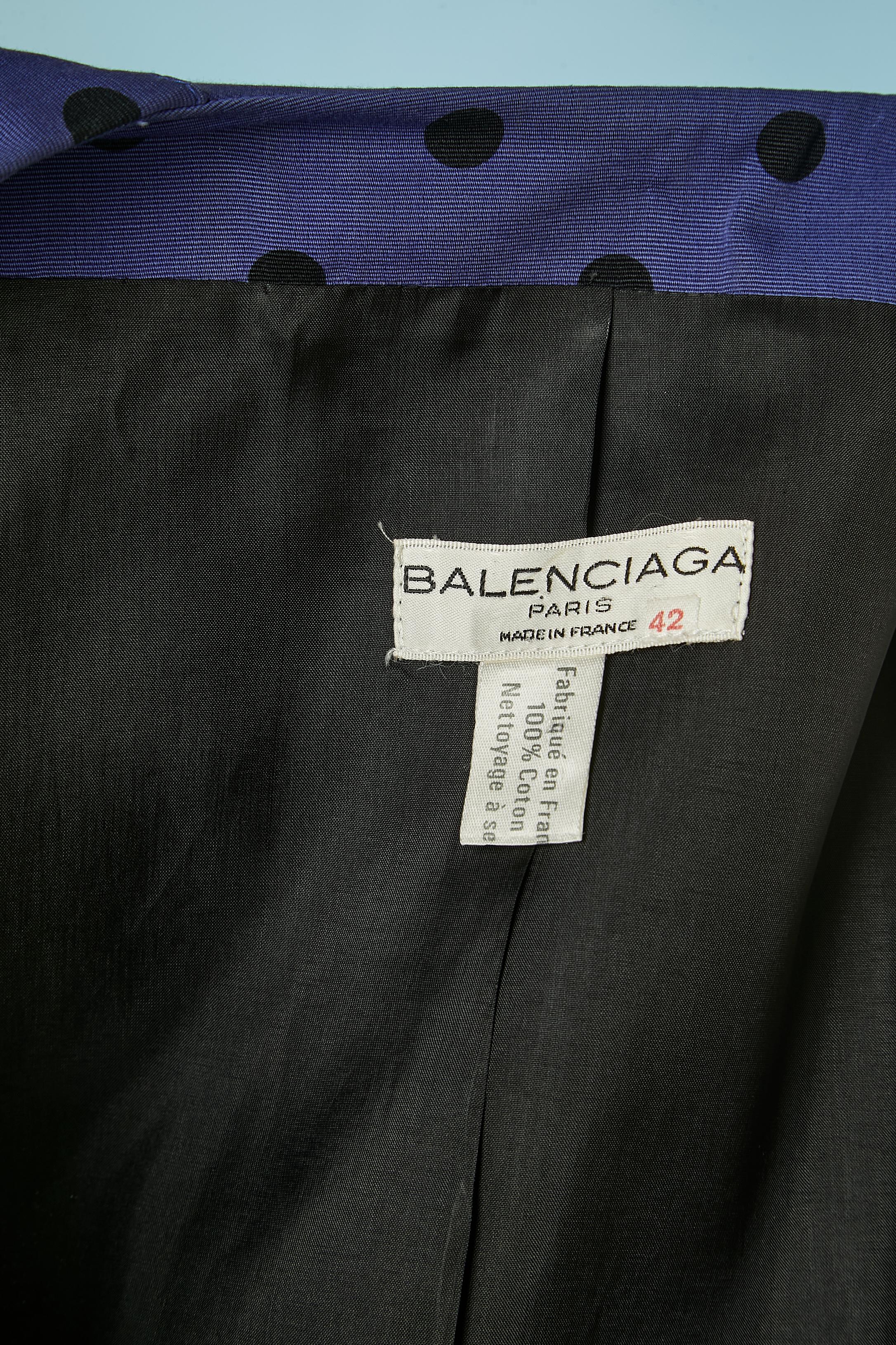 Falda-traje azul con lunares negros BALENCIAGA en venta 4