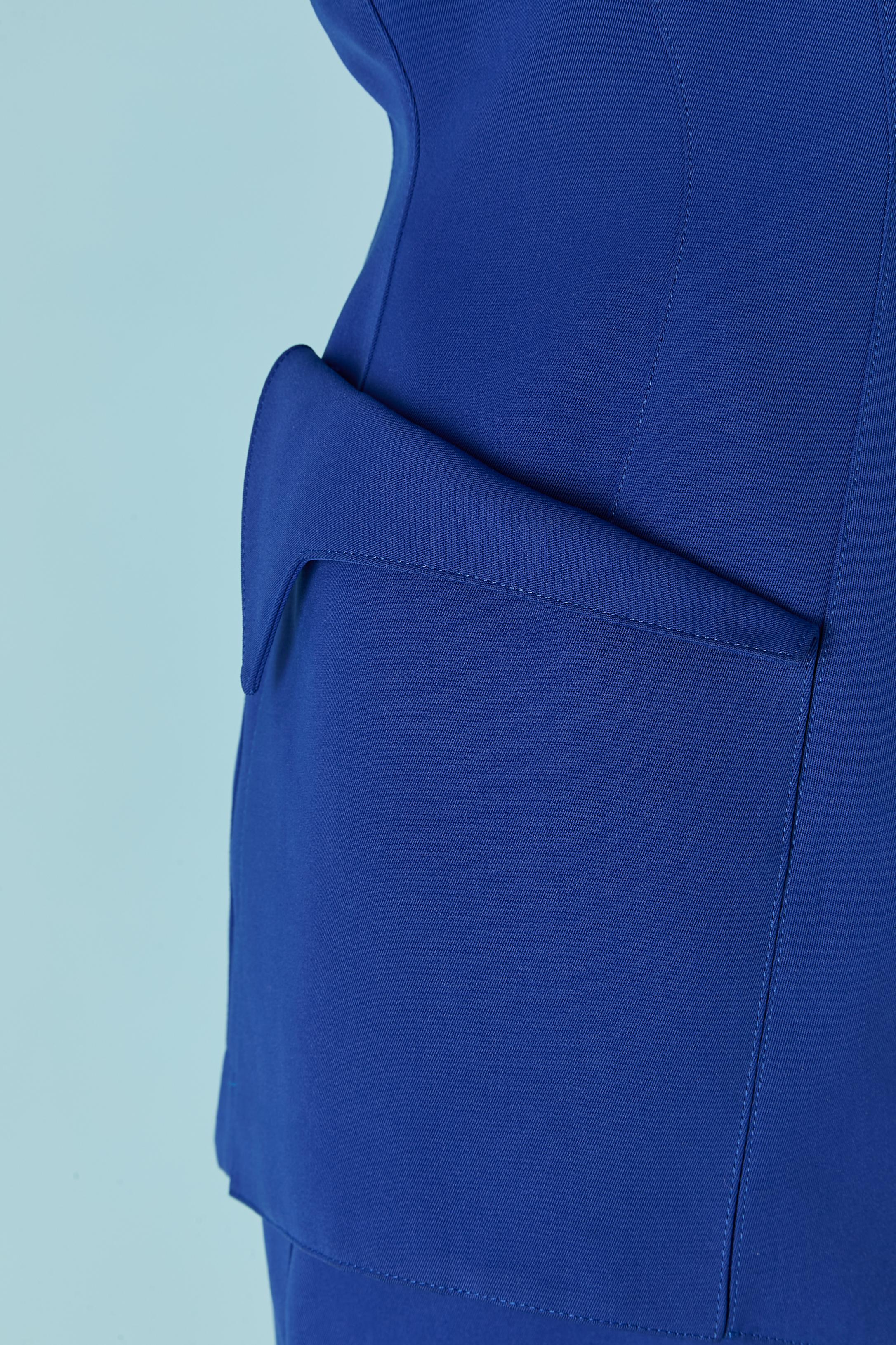Women's Blue skirt-suit with double breasted jacket THIERRY MUGLER For Sale