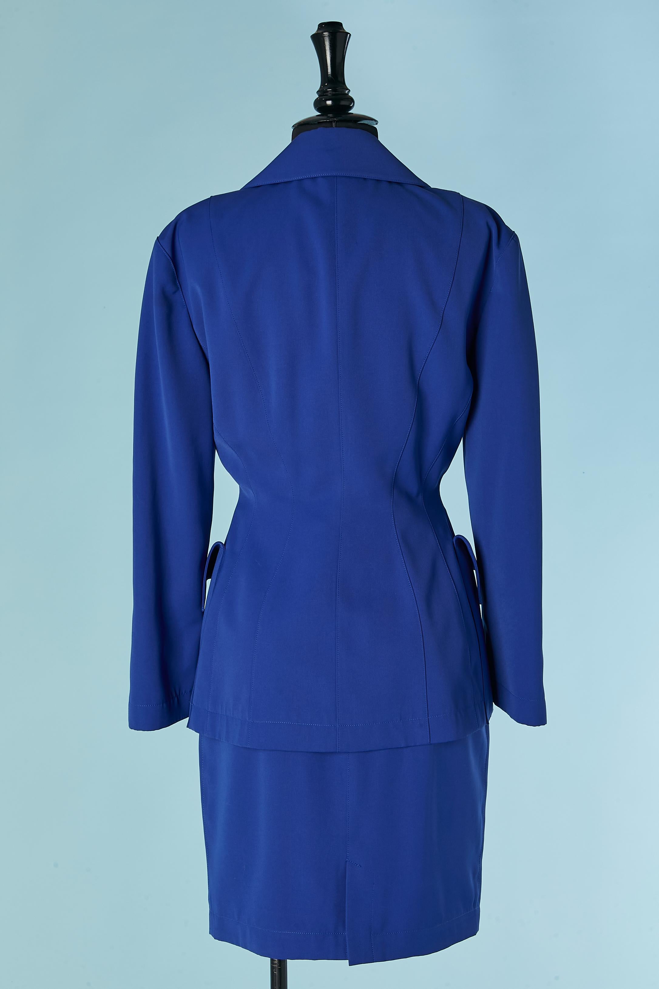Blue skirt-suit with double breasted jacket THIERRY MUGLER For Sale 3