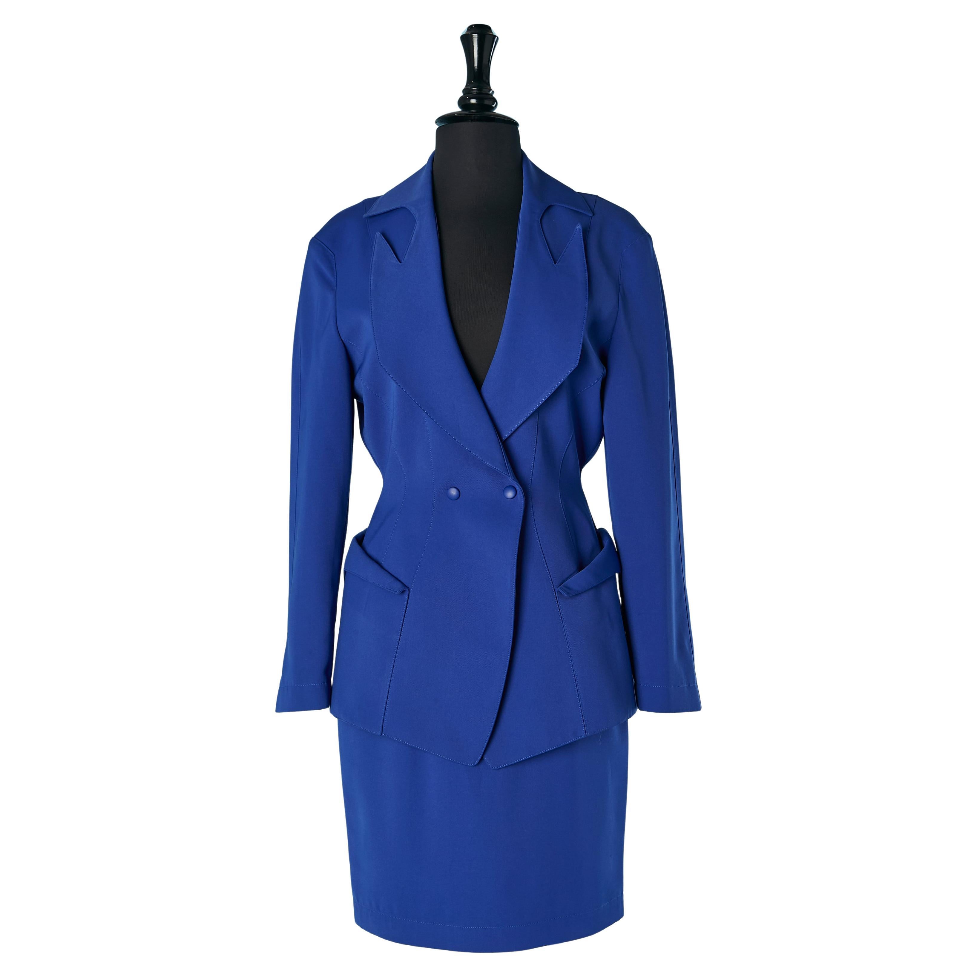 Blue skirt-suit with double breasted jacket THIERRY MUGLER For Sale