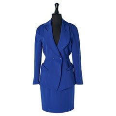 Blue skirt-suit with double breasted jacket THIERRY MUGLER