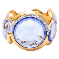 BLUE SKY Ring in Gold with Diamonds and Topaz