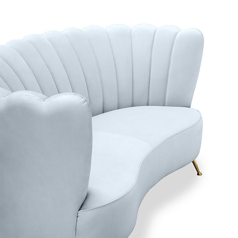 Italian Blue Sky Sofa with Velvet Fabric For Sale