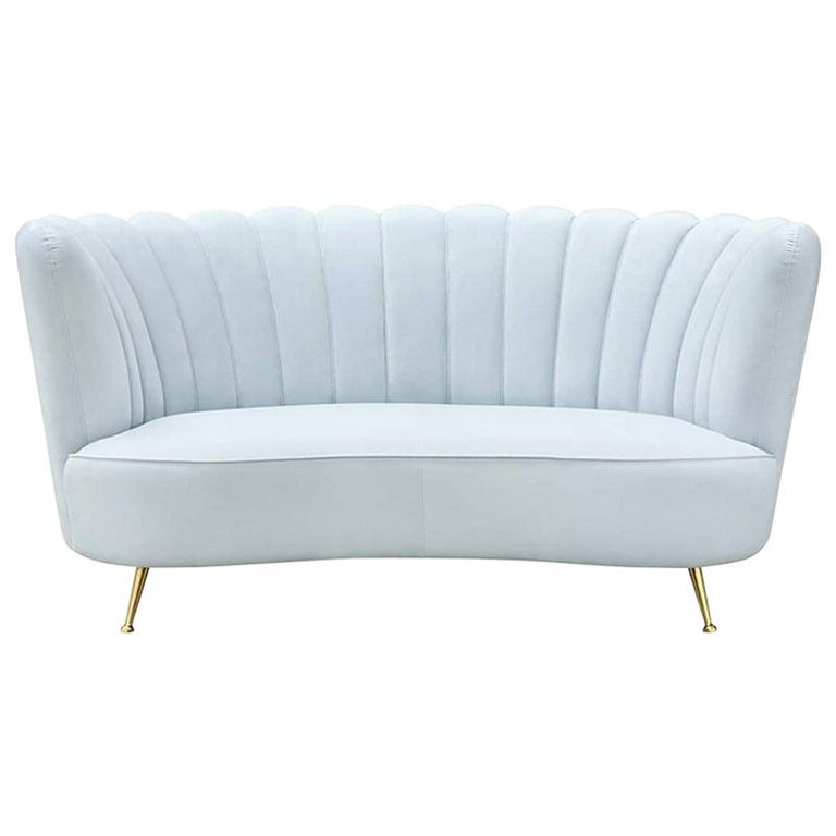 Blue Sky Sofa with Velvet Fabric For Sale at 1stDibs