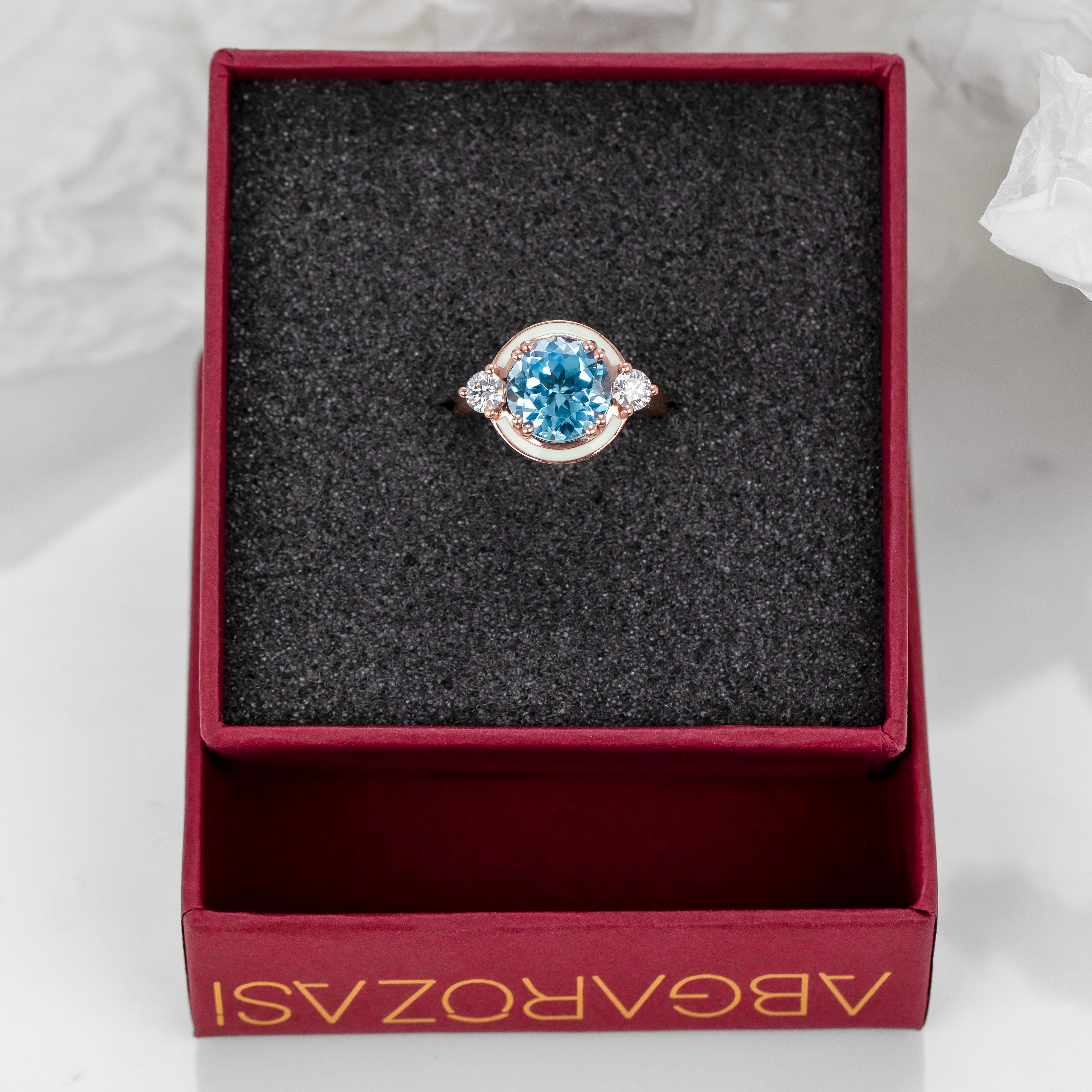 Blue Sky Topaz Ring, Statement Gemstone Colorful Rings, Gift for Mom Jewelry For Sale 3