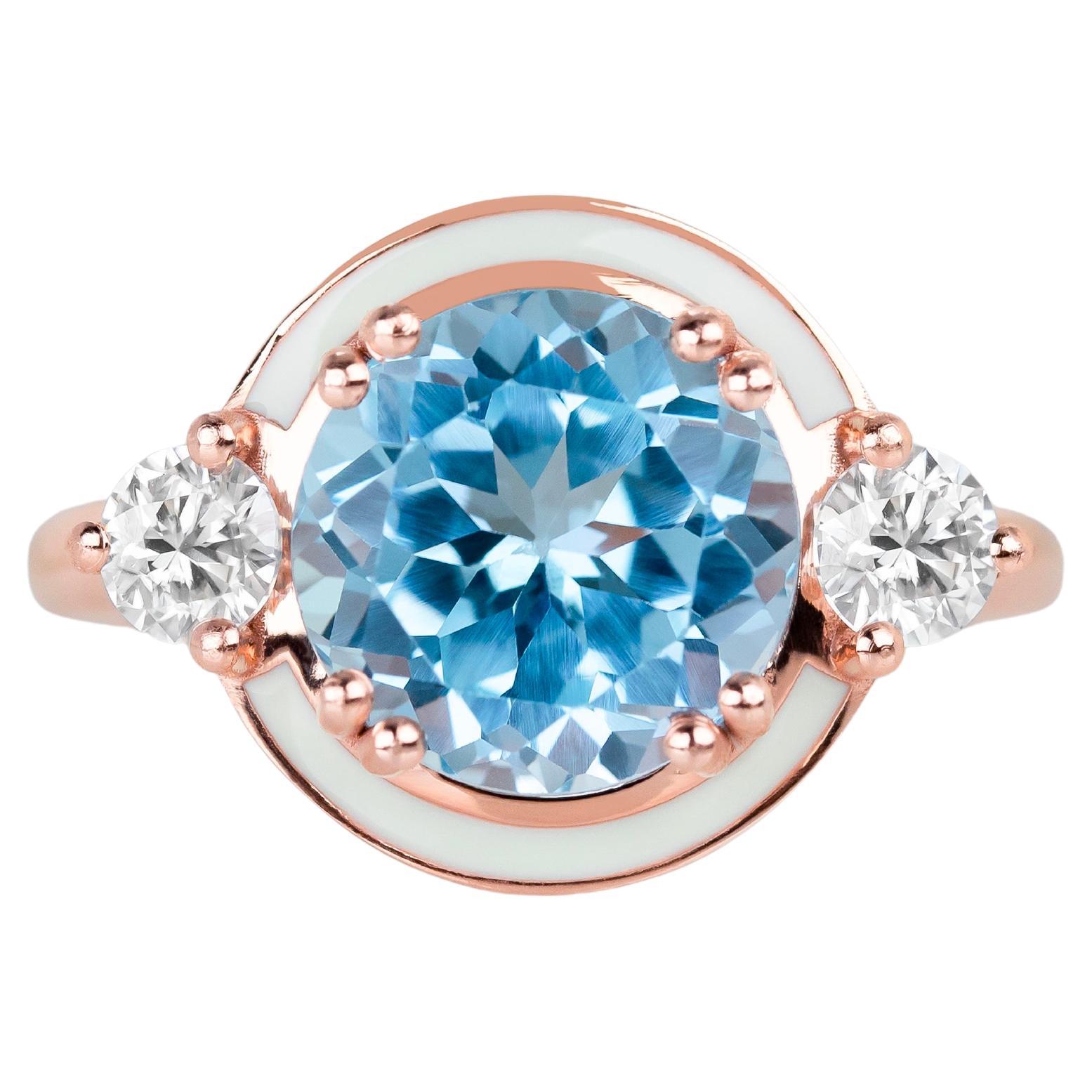 Blue Sky Topaz Ring, Statement Gemstone Colorful Rings, Gift for Mom Jewelry