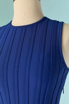 Blue sleeveless rayon dress with ruffle ALEXANDER McQUEEN