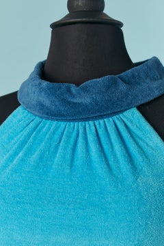 Blue sleeveless terry clothes summer dress Pierre Cardin Modes Circa 1960's