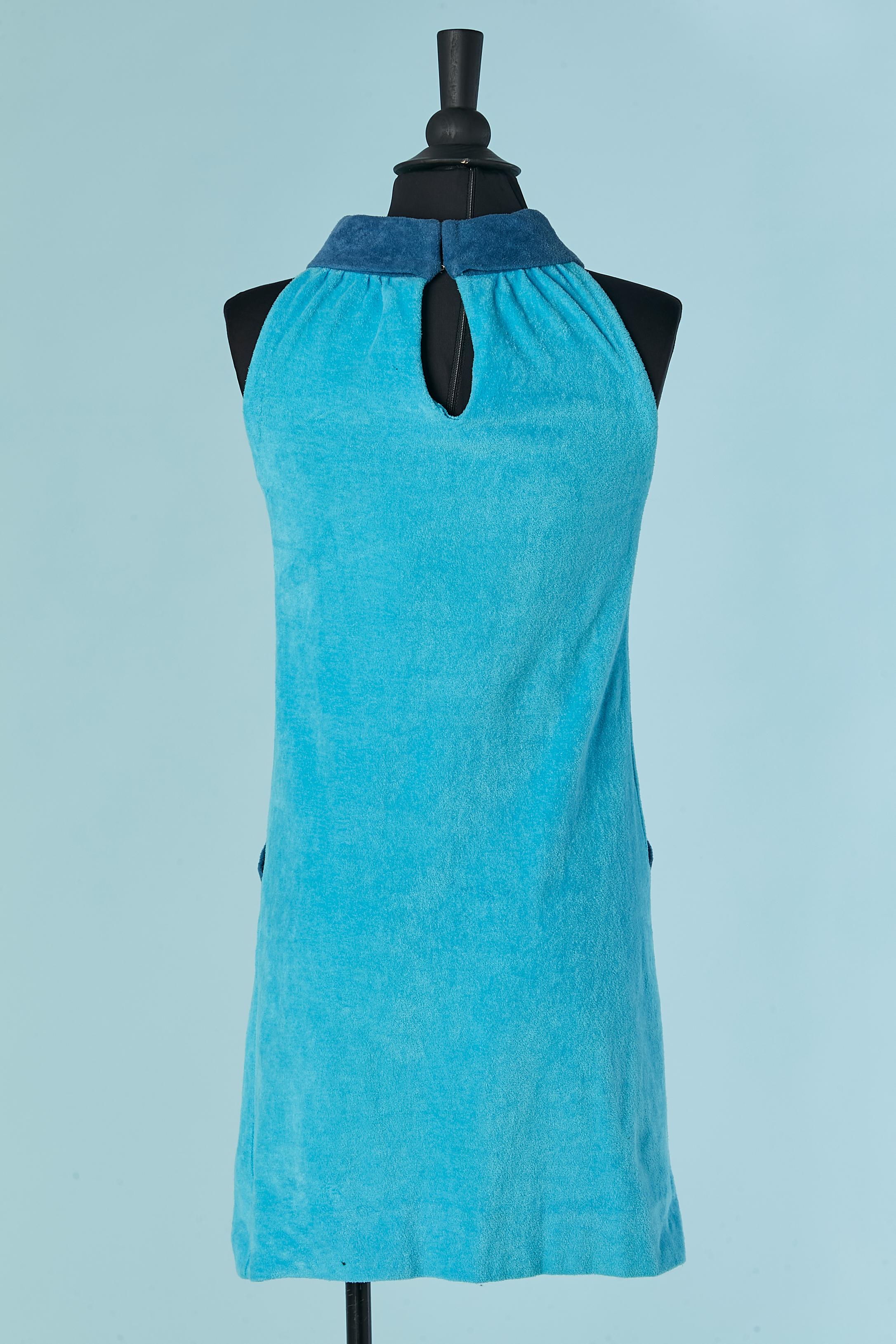 Blue sleeveless terry clothes summer dress Pierre Cardin Modes Circa 1960's For Sale 1