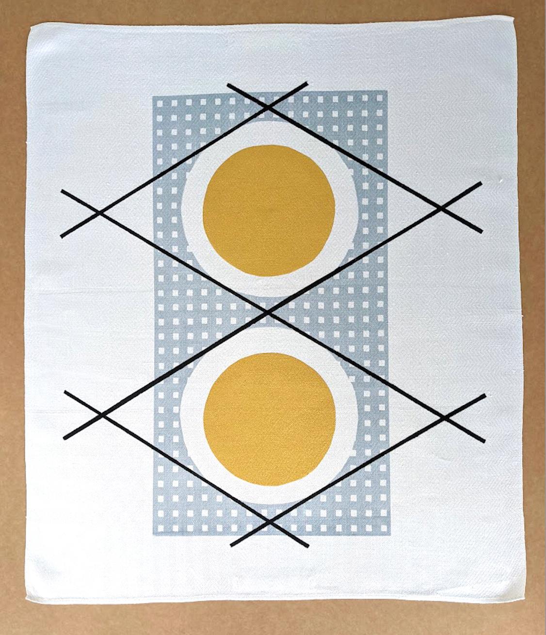 Blue small: textile print on linen fabric towel by Kristina Lundsjö In New Condition For Sale In София, BG