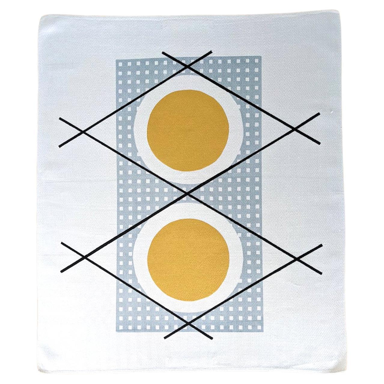 Blue small: textile print on linen fabric towel by Kristina Lundsjö For Sale
