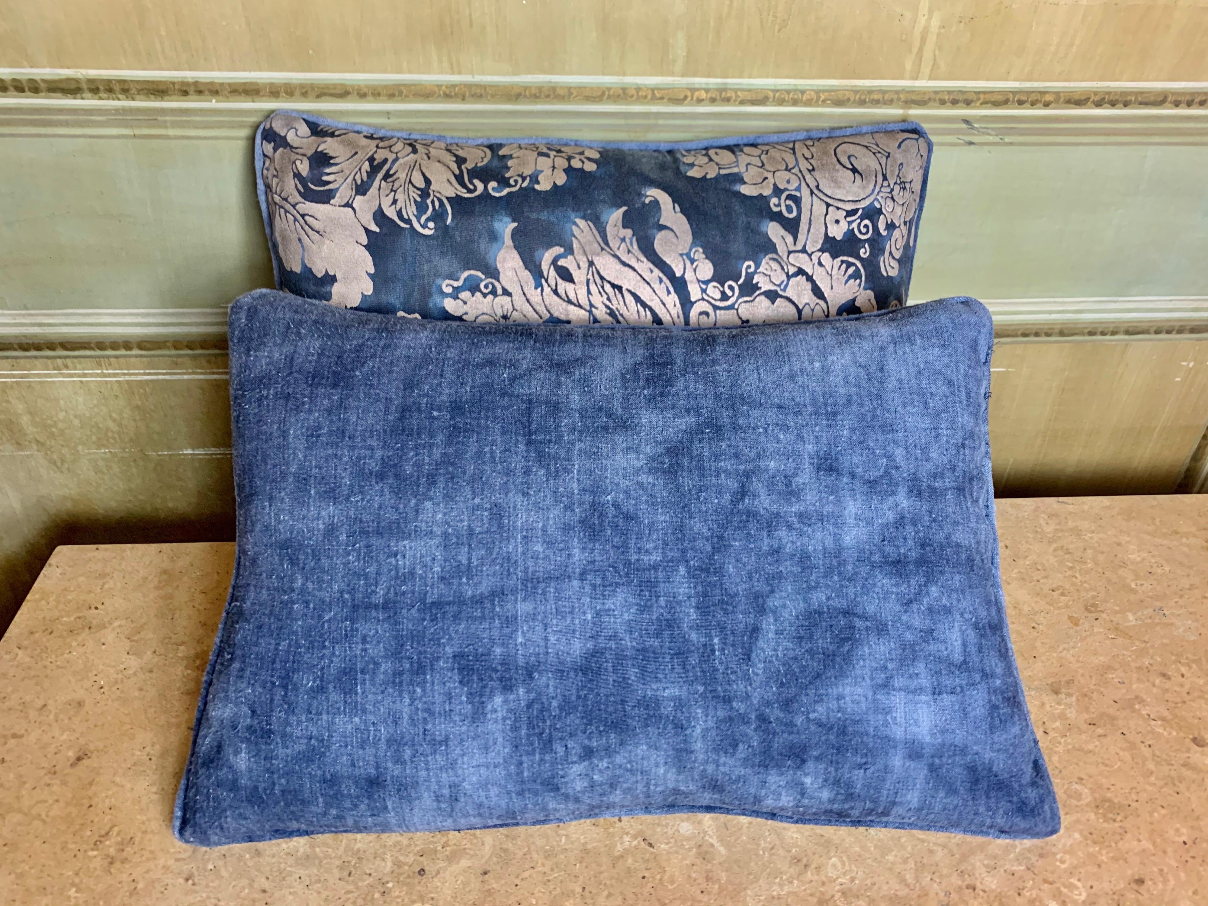 Cotton Blue and Silver Fortuny Textile Pillows