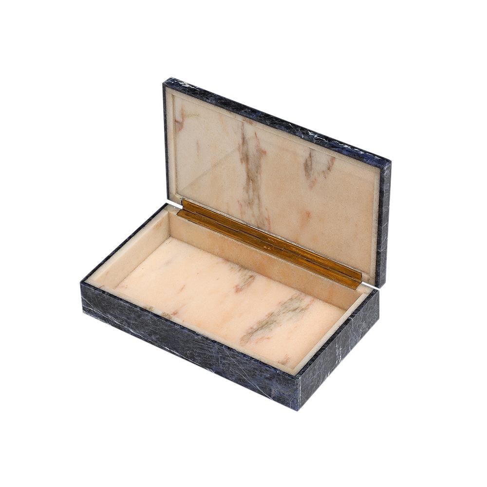Caja de piedra sodalita azul, con bisagra, firmada 800 Silver en venta 2