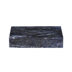 Blue Sodalite Stone Box, Hinged, Signed 800 Silver