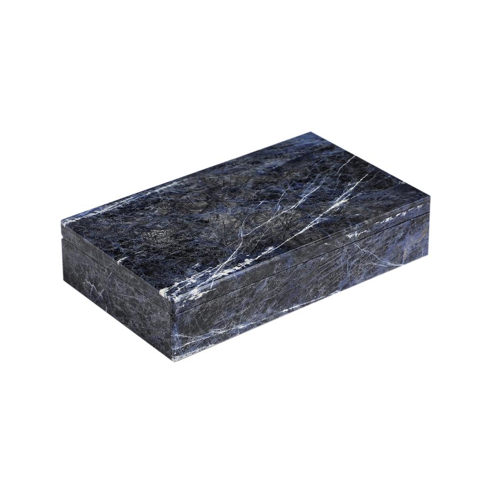 Caja de piedra sodalita azul, con bisagra, firmada 800 Silver Moderno de mediados de siglo en venta