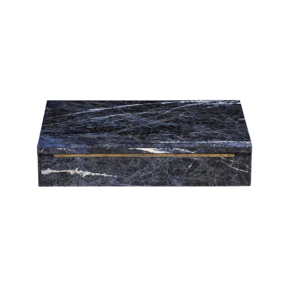 Caja de piedra sodalita azul, con bisagra, firmada 800 Silver Hecho a mano en venta