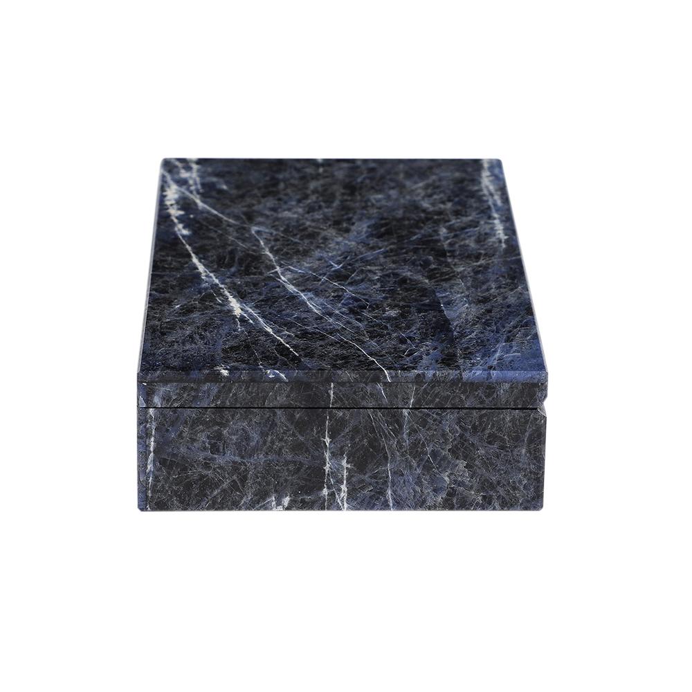 Caja de piedra sodalita azul, con bisagra, firmada 800 Silver en Bueno estado para la venta en New York, NY